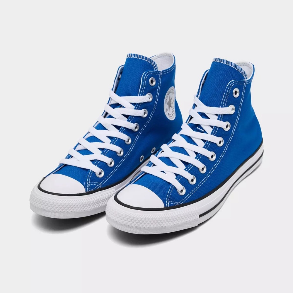 Converse High Top Canvas Sneakers - Bright Blue with White Accents
